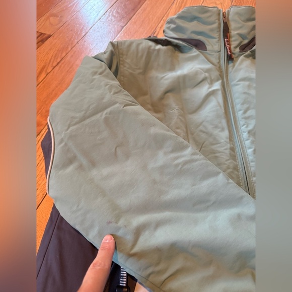 LL Bean Jacket Women’s Size M Green/Gray Outdoor Insulated Soft Shell Hooded Ski - Picture 13 of 16